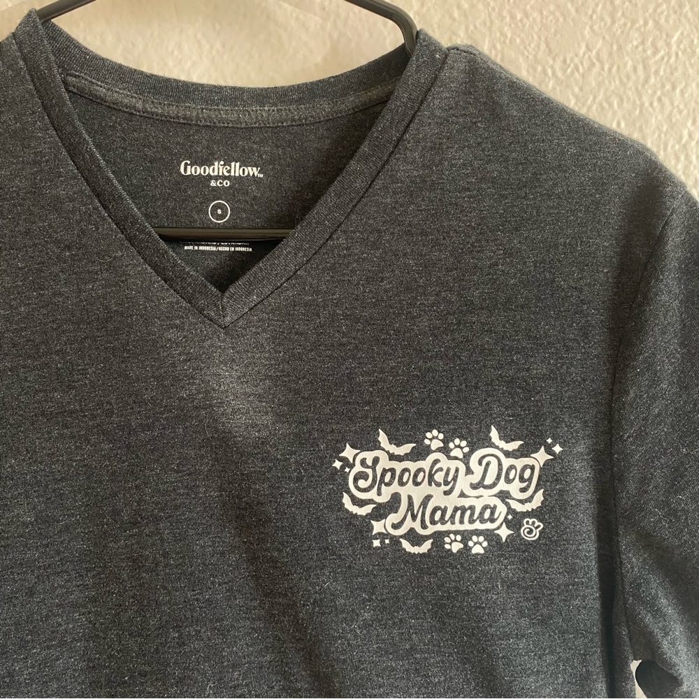 Small Soft TriBlend Vneck Spooky Dog Mom Tshirt